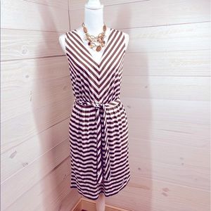 Talbots Brown & White Striped Sundress PM FREE SHIP